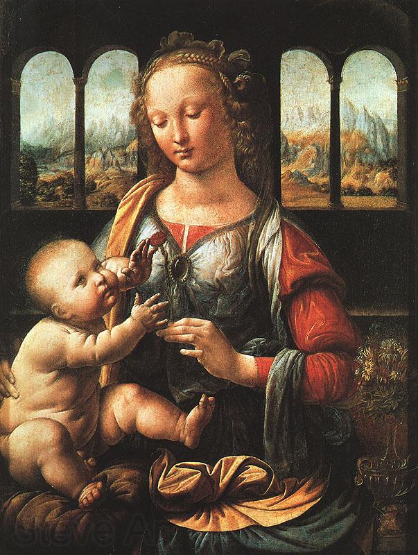  Leonardo  Da Vinci The Madonna of the Carnation France oil painting art